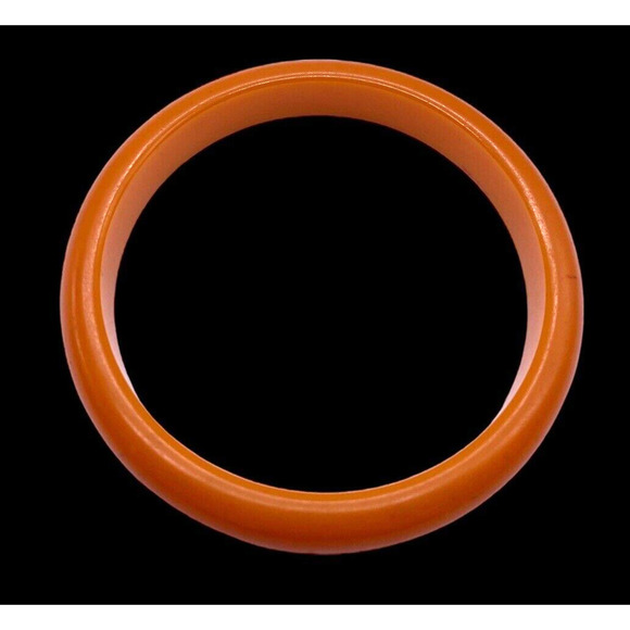 Vintage Bakelite Bangle Bracelet Pumpkin Orange Solid Vibrant Color 3" - Picture 2 of 8